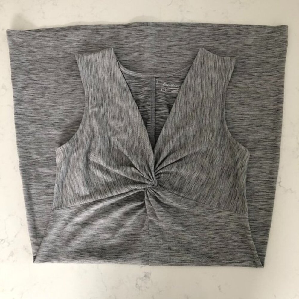 Eddie Bauer Travex Aster Tie The Knot Sleeveless VNeck Dress Heather Grey Sz S
